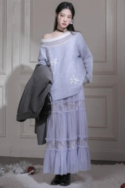 Snowflake Sequin Pullover Sweater