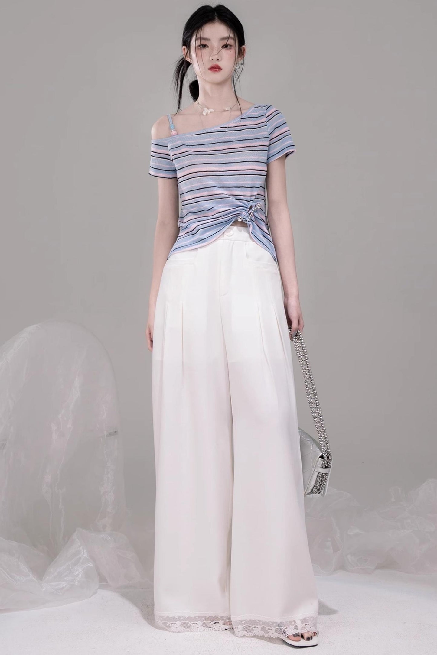 Chic Draped Wide-Leg Pants