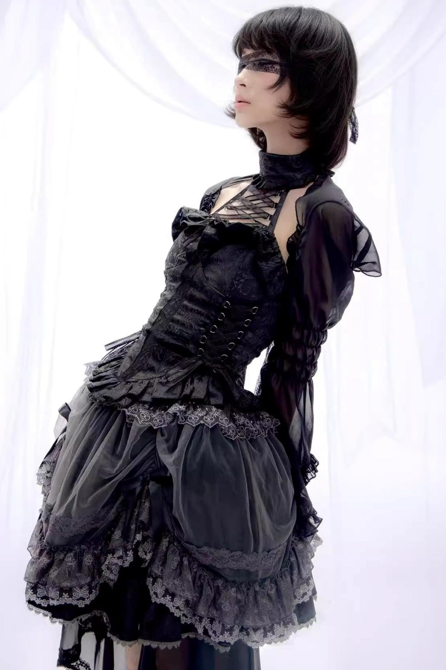 Cross Hollow Jacquard Halterneck Top Set-Up