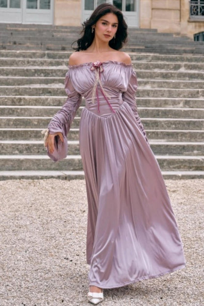 Satin Parthenon One-Shoulder Dress