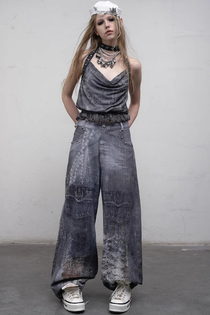 Punk Silhouette Strap Top