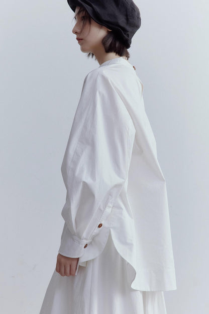 Silhouette Sleeves Cotton Shirt