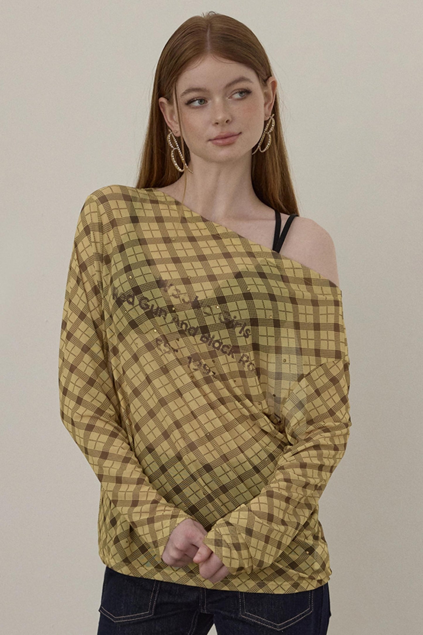 Wooha Retro Plaid Long Sleeve T-Shirt