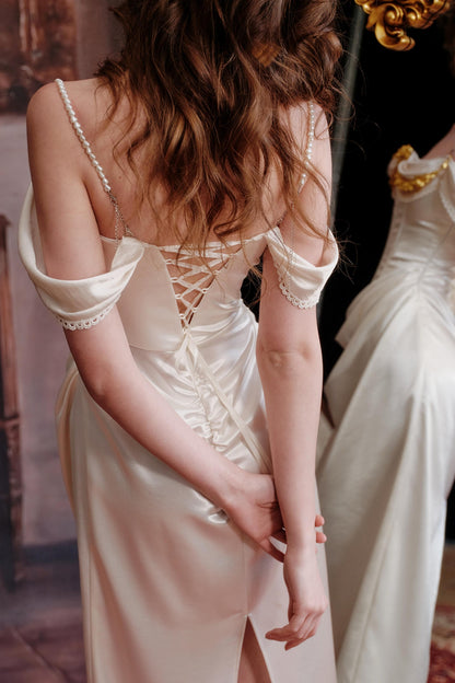 Satin Fishbone Gown Dress Set-Up