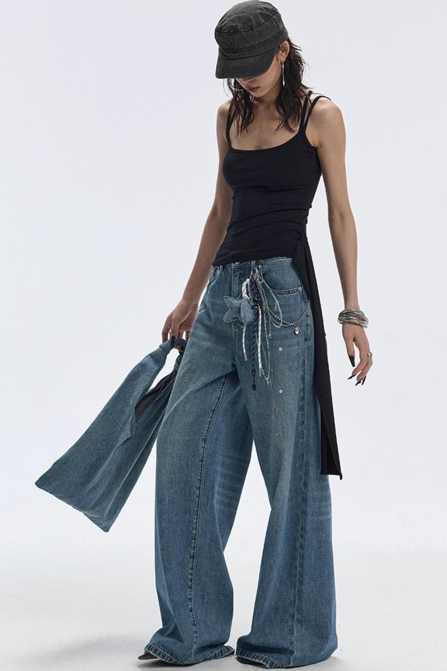 Diamond Starry Denim Shoulder Bag