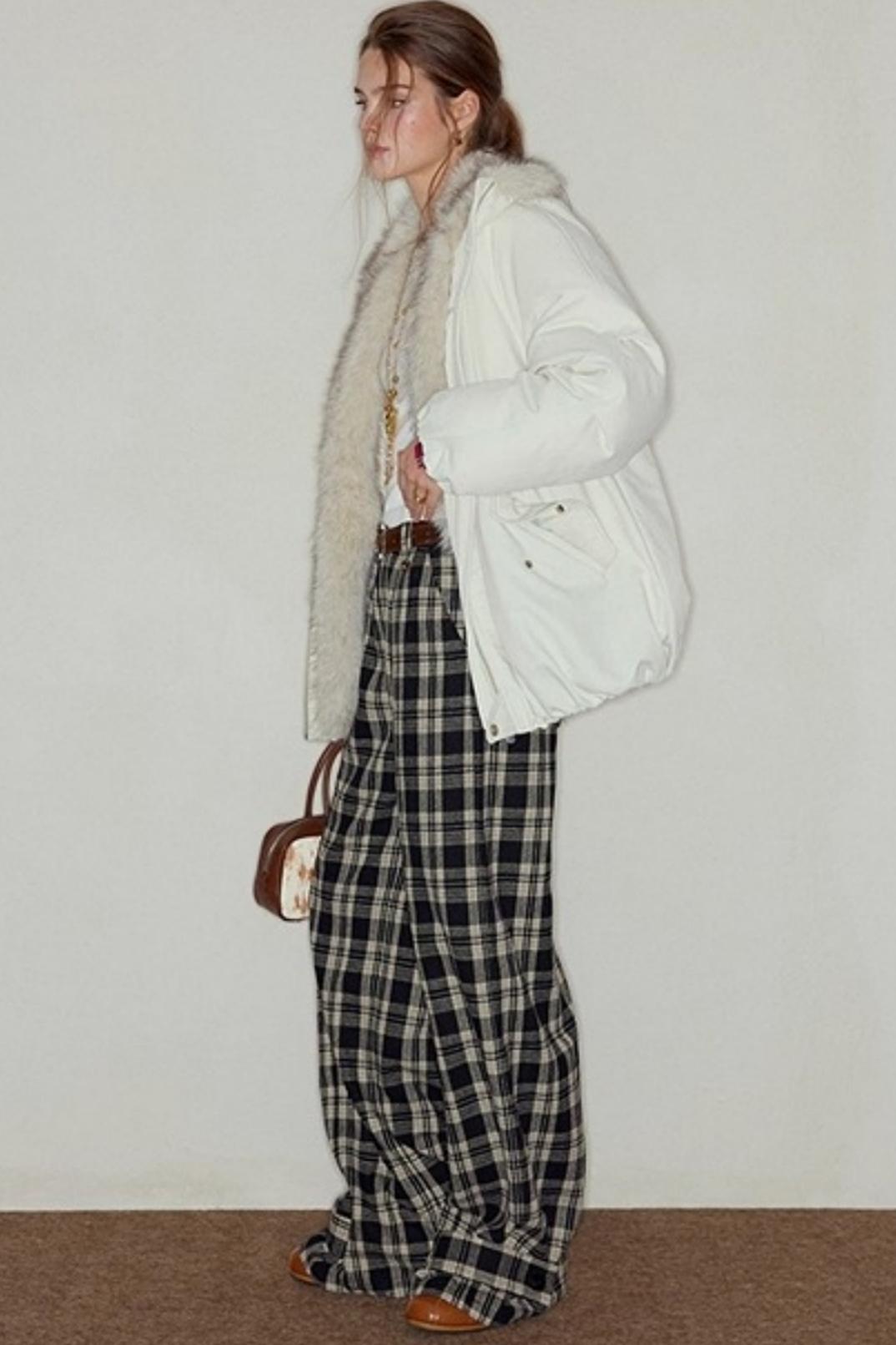 Plaid Wool Tweed Trousers