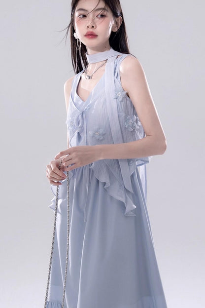 Floral Embroidered Cardigan Dress Set