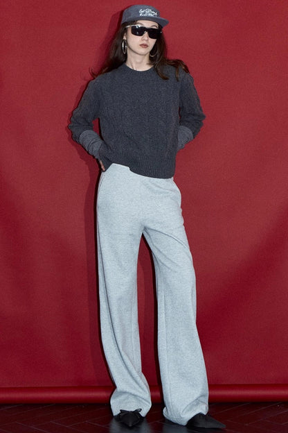 Solid V-Waist Fleece Pants