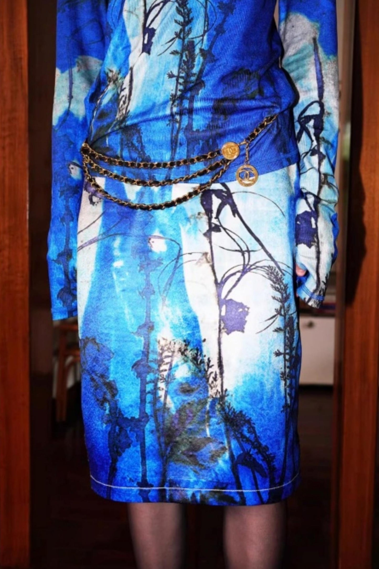 Vintage Original Print Denim Skirt