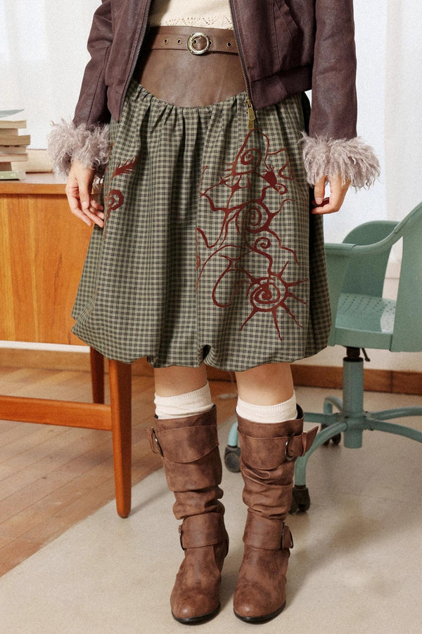 Flower Bud Flock Print Skirt