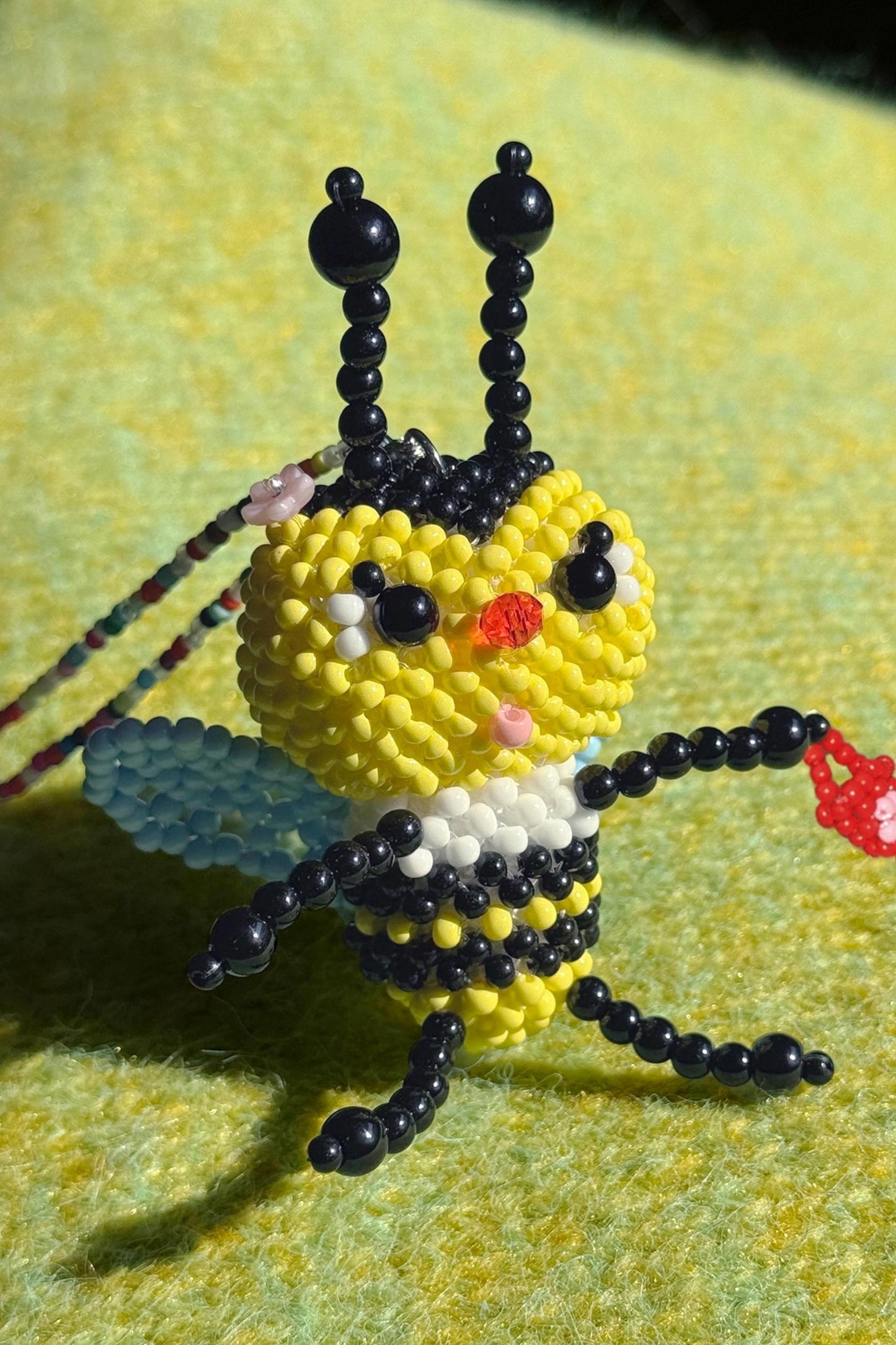 Yellow Beaded Bee Necklace