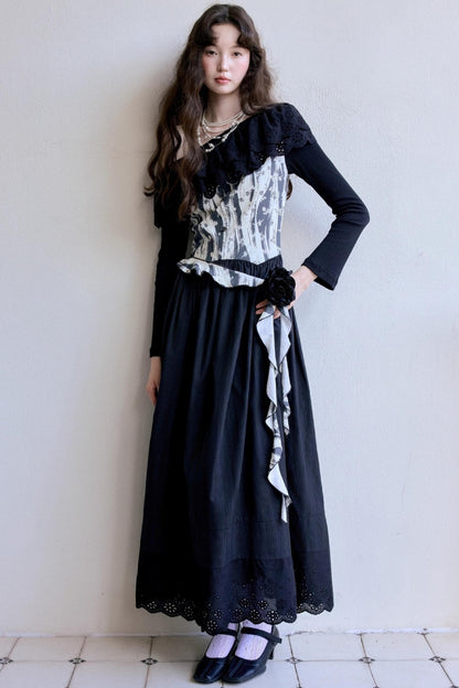 Vintage Shoulder Flower Bud Dress