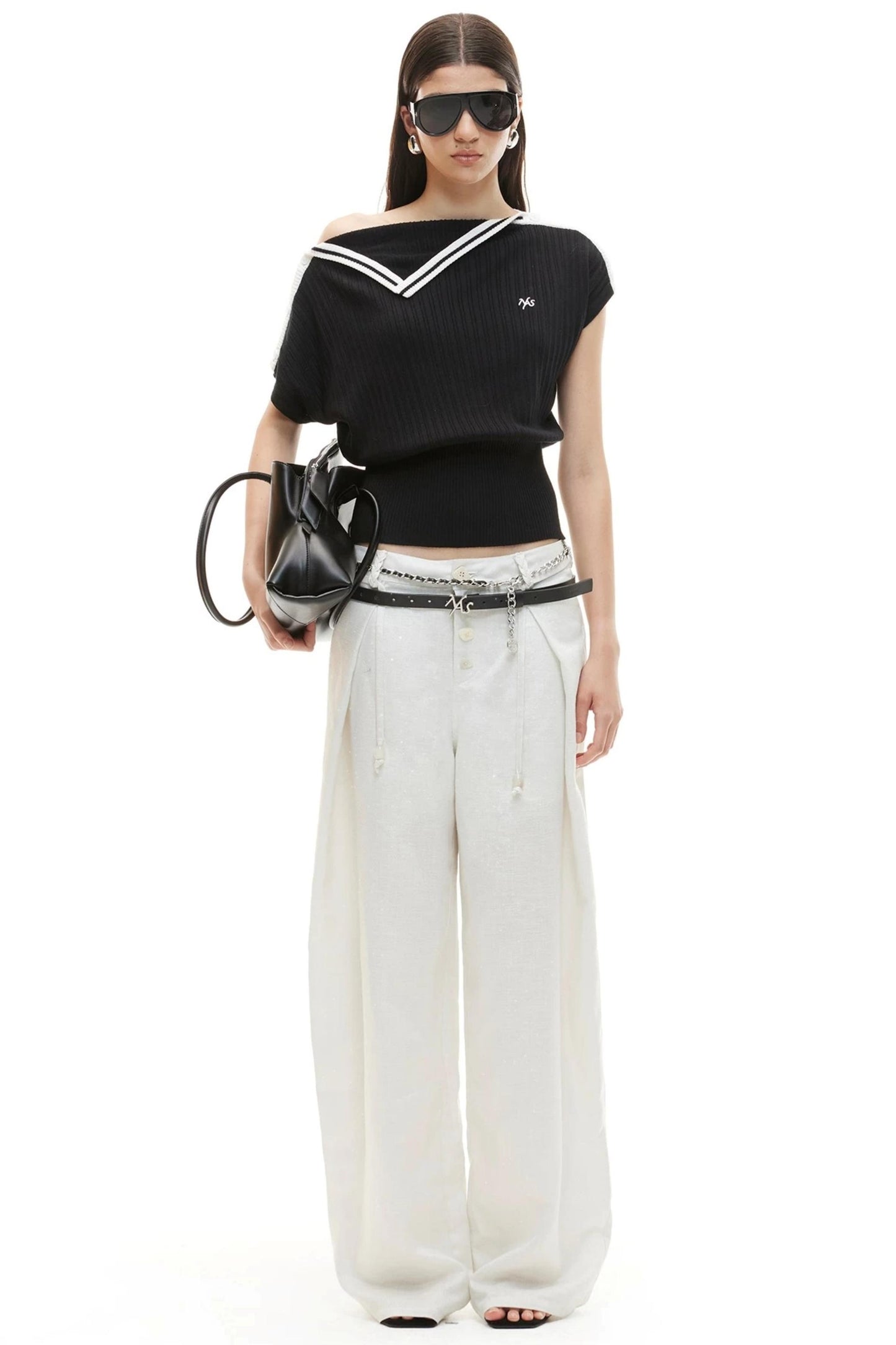 Acetate Wool Asymmetrical Top