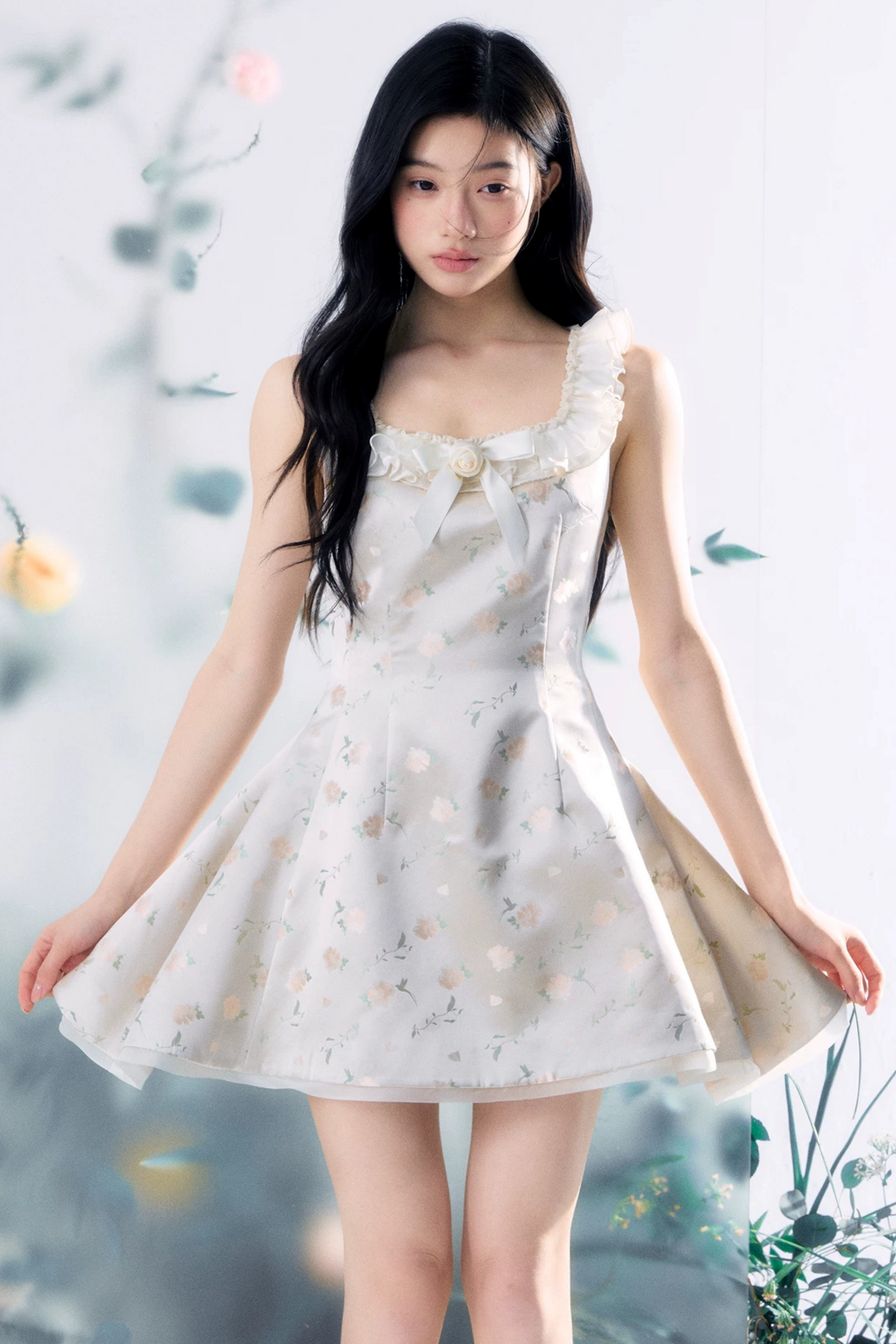 Transparent Rose Jacquard Dress