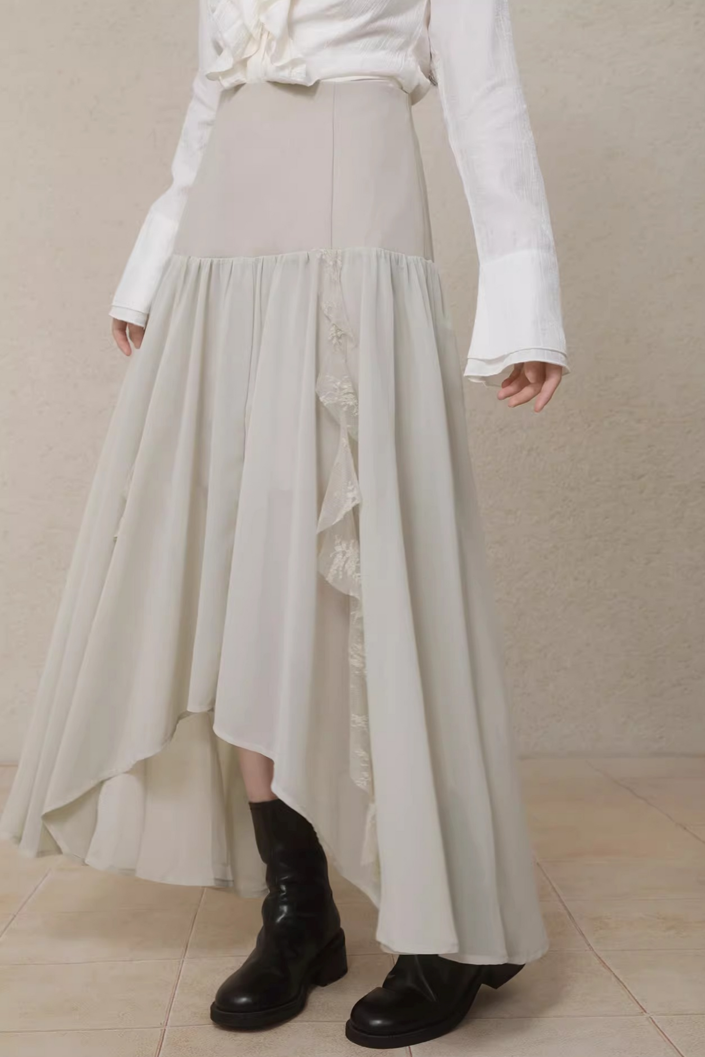 Irregular Hemp Patchwork Skirt