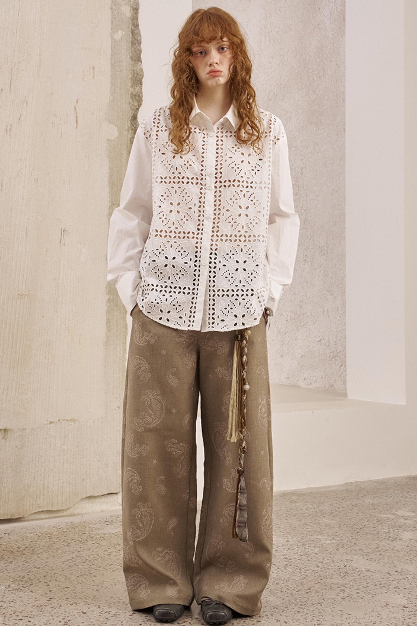 Front Lace Thin Cut-Out Shirt