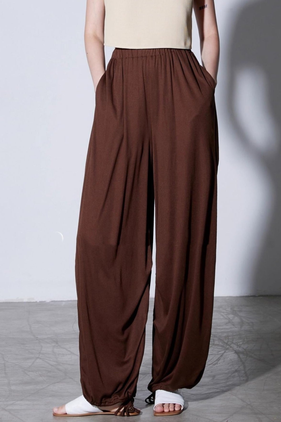 Mulberry Silk Draped Lantern Pants