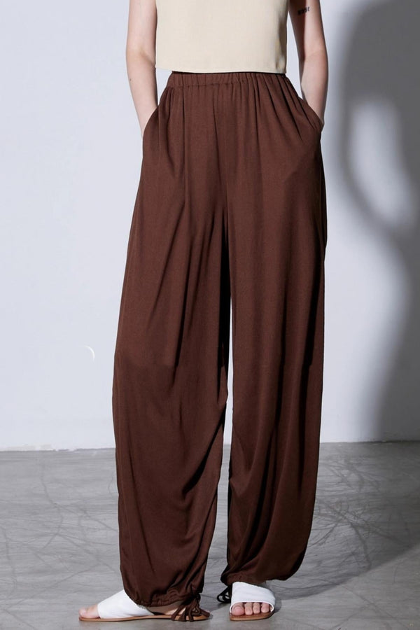 Mulberry Silk Draped Lantern Pants