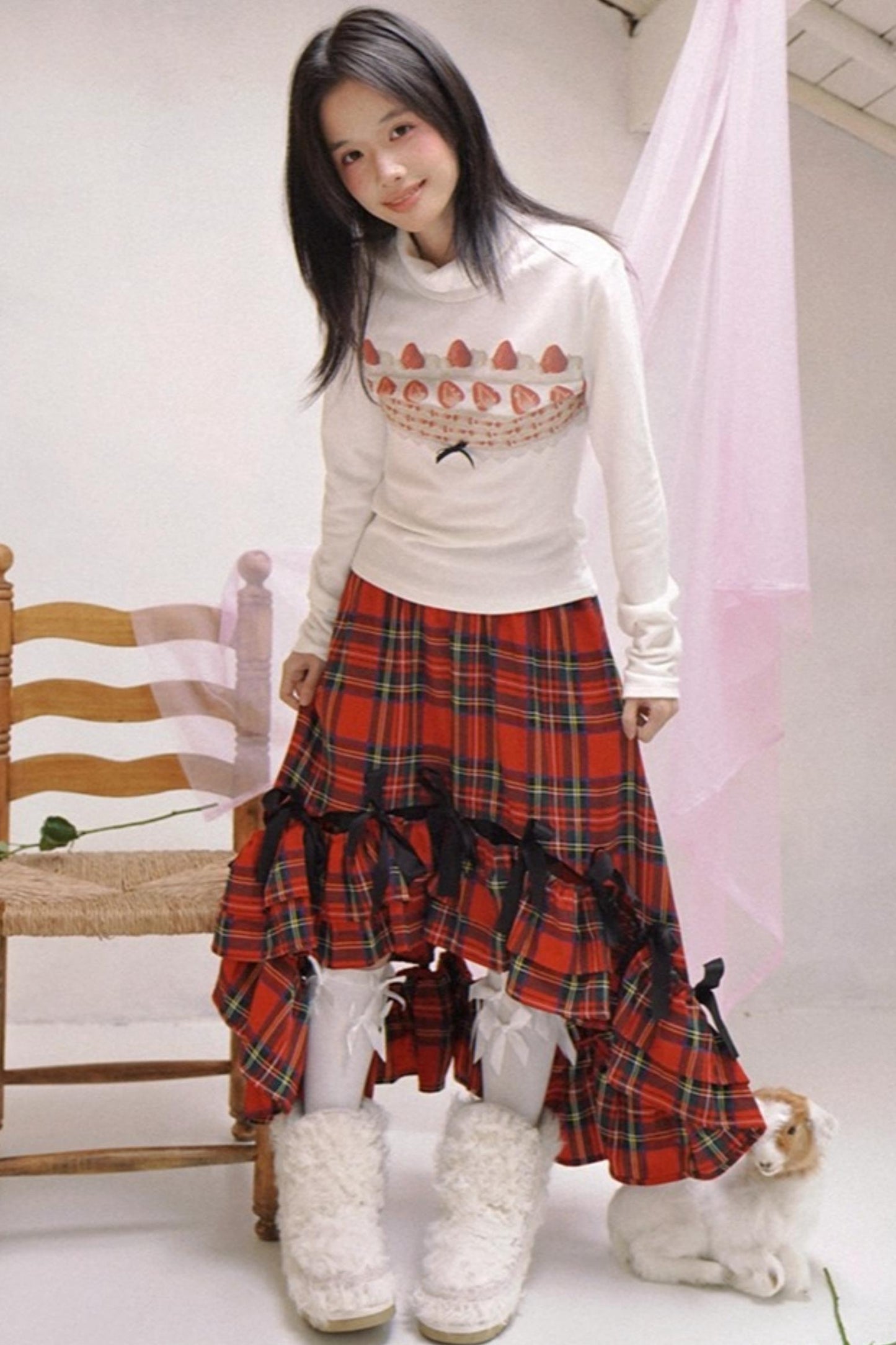 Happy Birthday Strawberry Cake Turtleneck Top