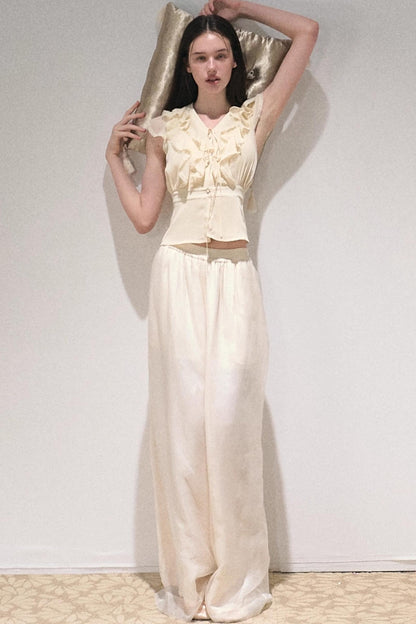 Heavy Lotus Leaf Lace Sleeveless Top