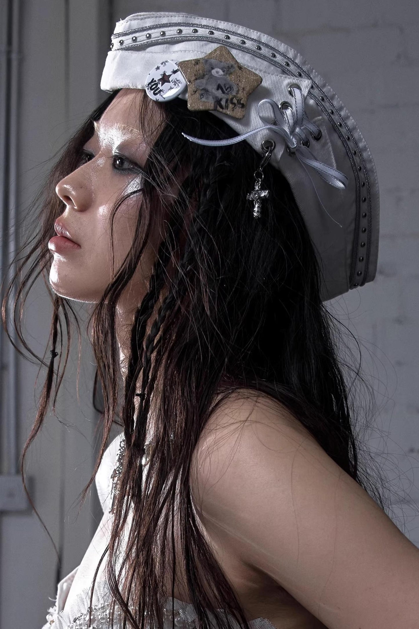 White-Black Sailor Hat