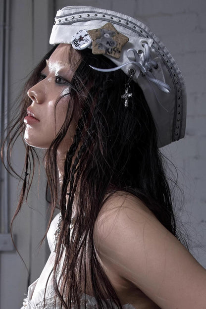 White-Black Sailor Hat