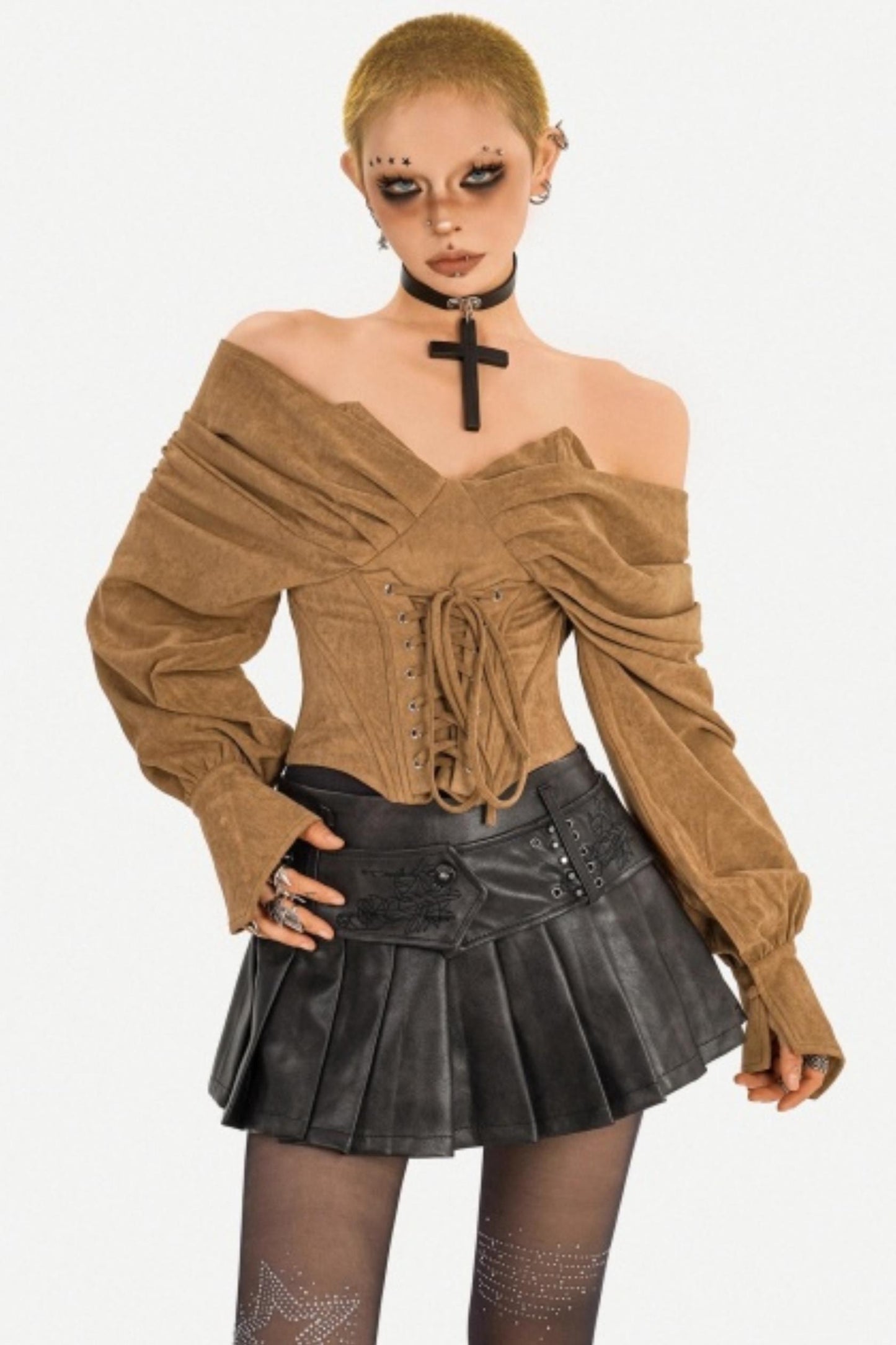 Vintage Leather Pleated Skirt