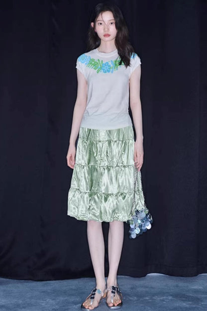 Sparkling Pearlescent Satin Skirt