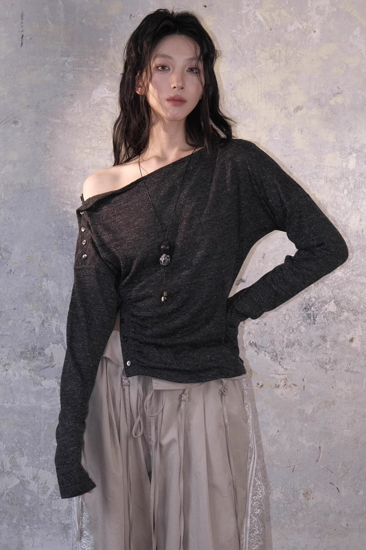 Linen Sheer Off-Shoulder Cover-Up