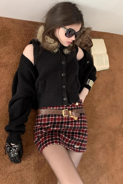 Retro Woolen A-Line Skirt