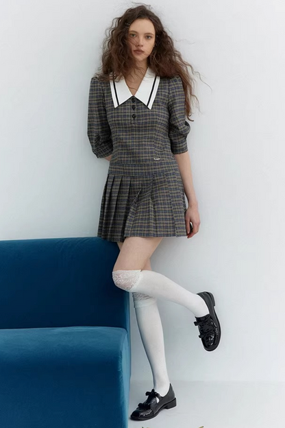 하트펠트 그린 체크 드레스