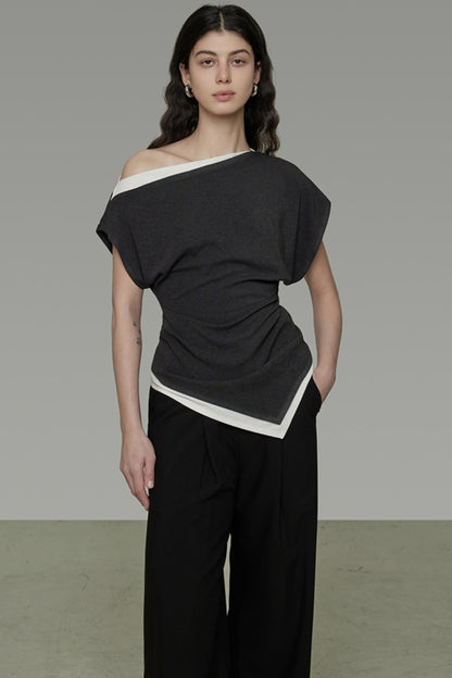 Irregular Hem Strapless Knit Top