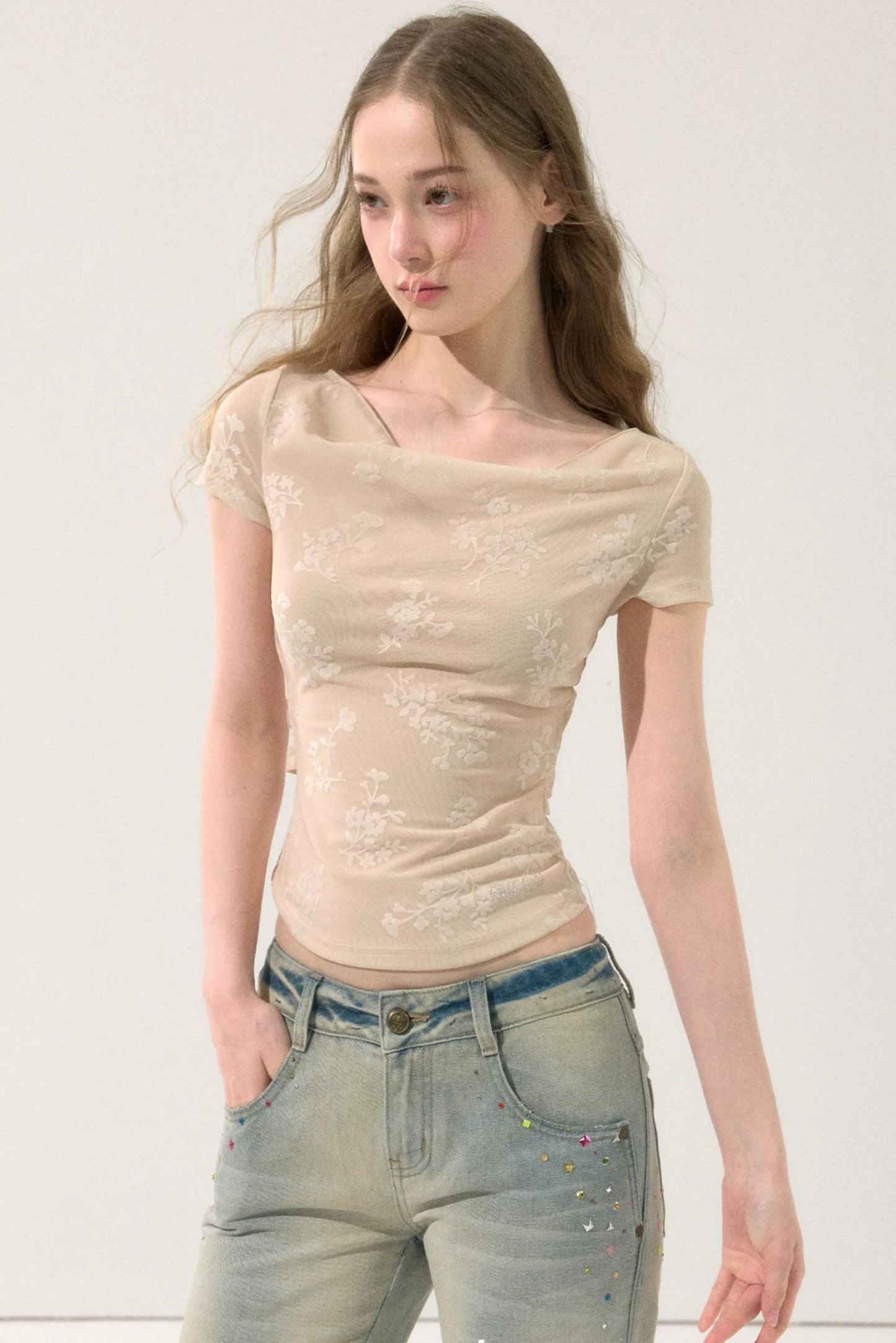 Romantic Velvet Floral Top