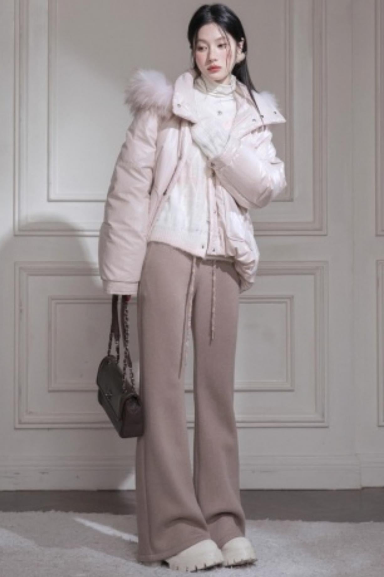 Wool Silk Flared Pants