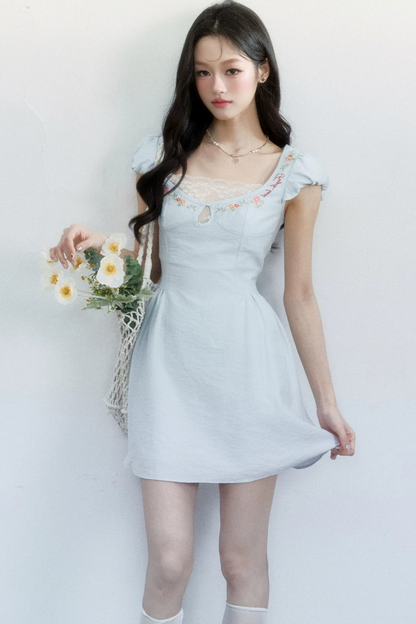Summer Lace Embroidered Short Dress