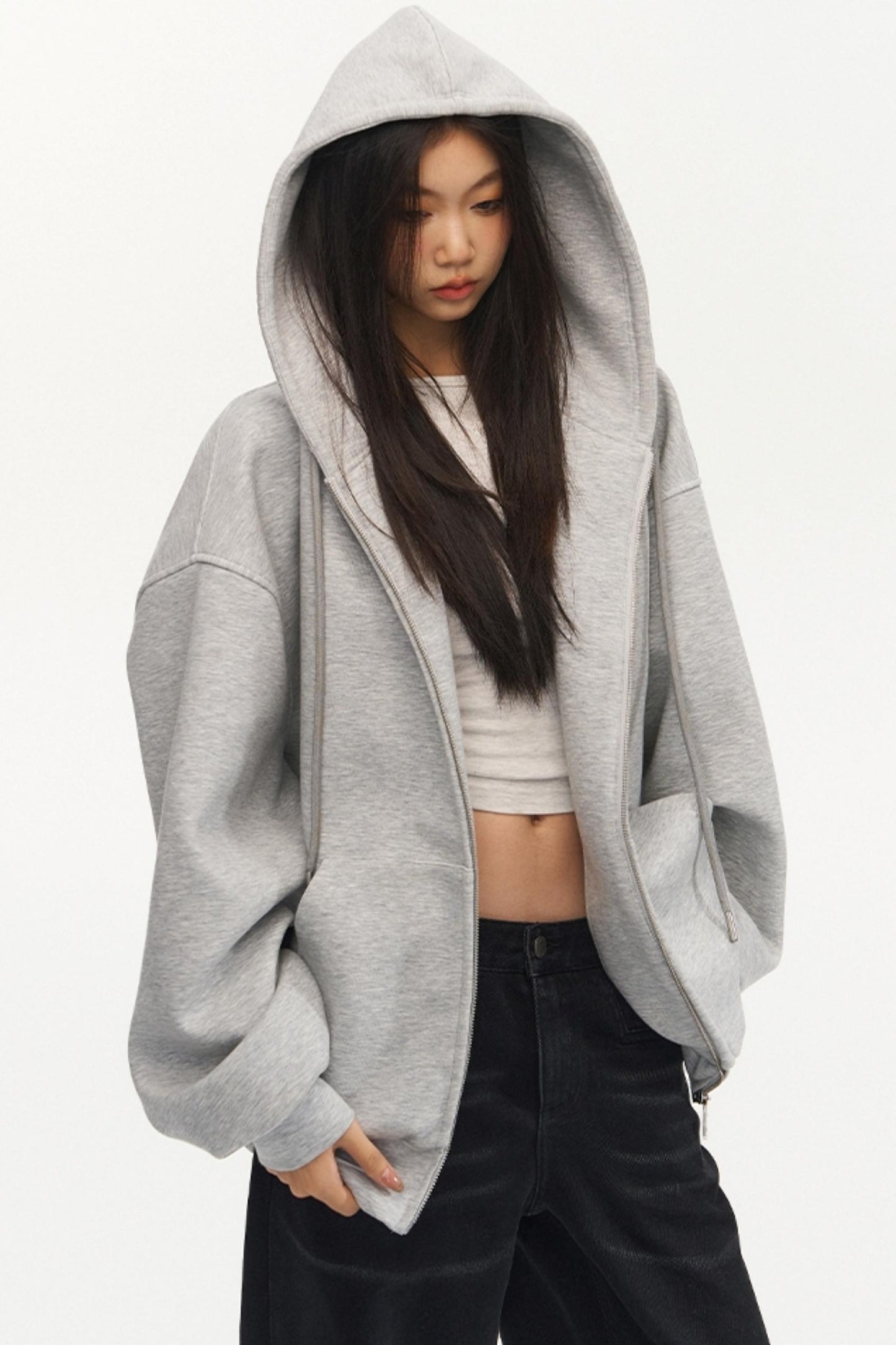 Oversized Air Layer Zip-Up Hoodie