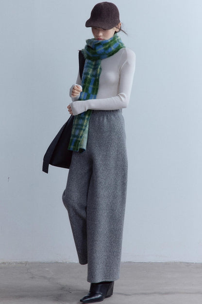 Sesame Plaid Wool Scarf