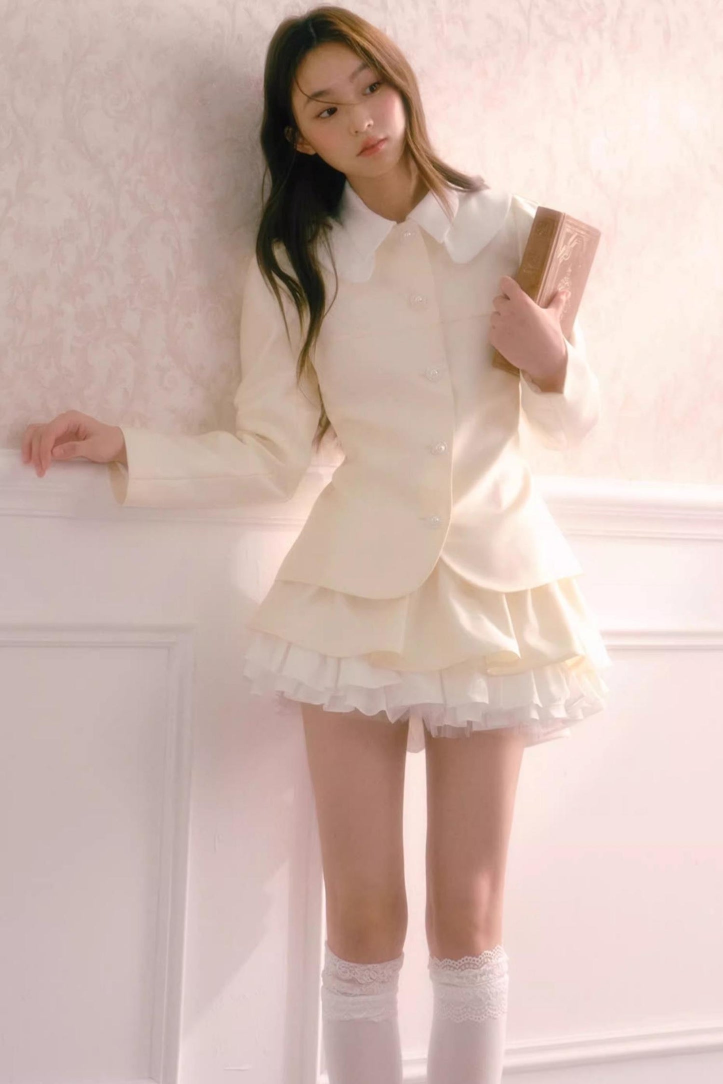 Satin Doll-Neck Jacket Set-Up