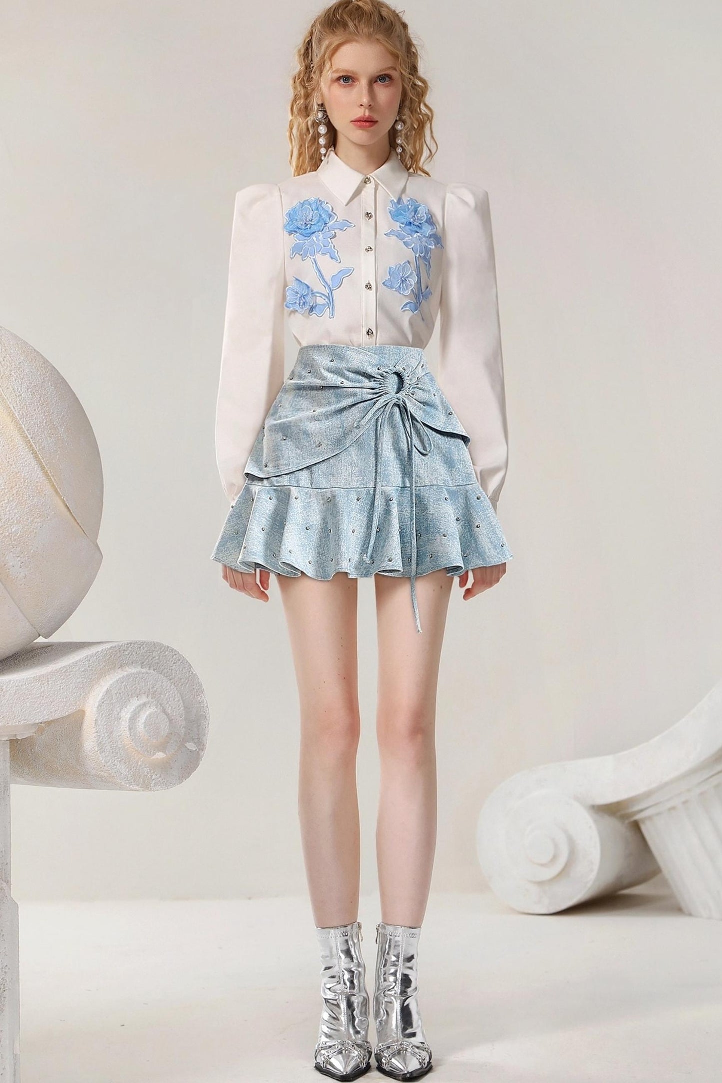 French White Long-Sleeved Shirt