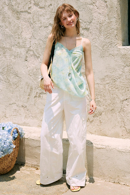 Blue Floral Thin V-Neck Camisole