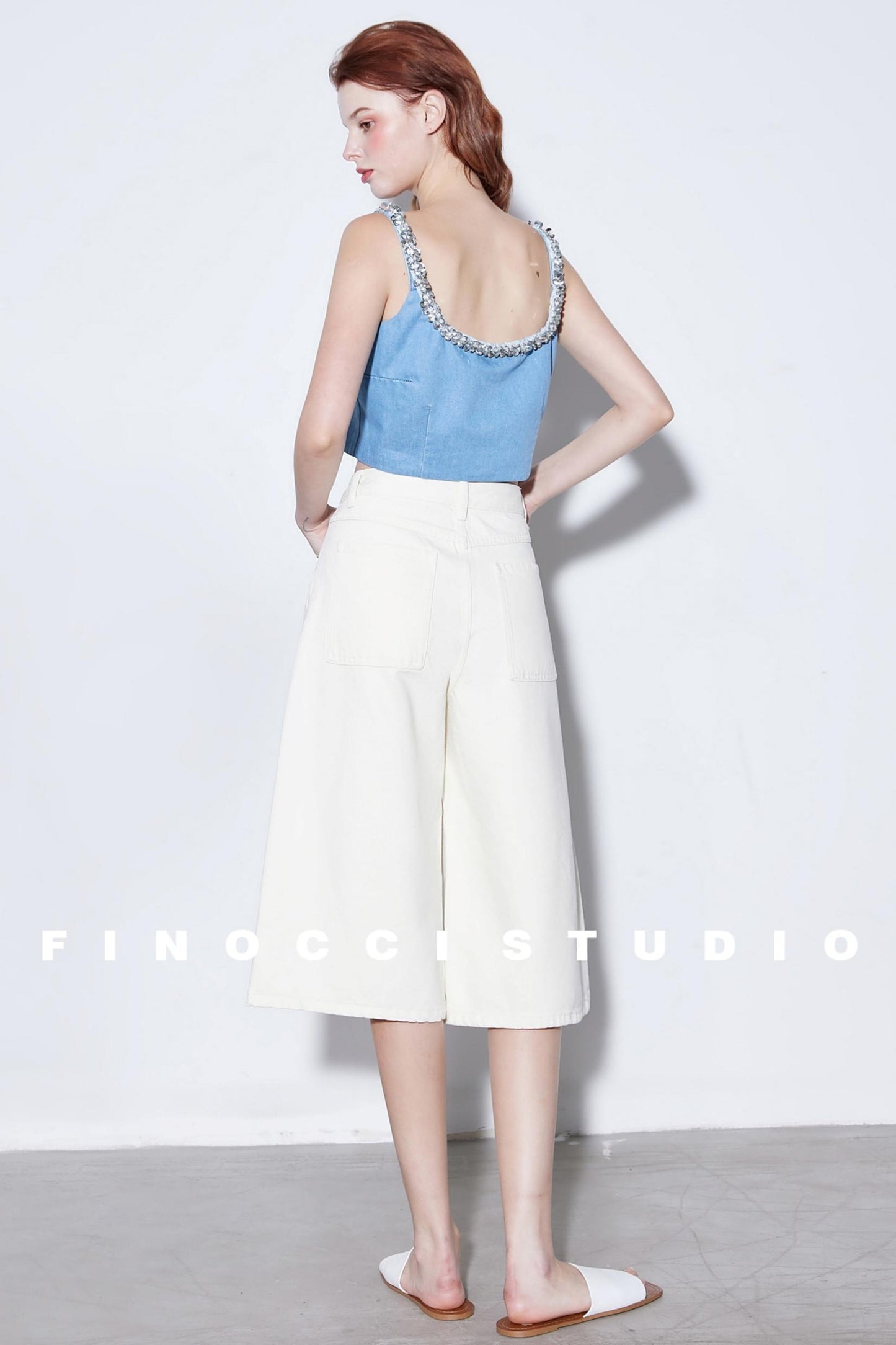 Relaxed Cotton Wide-Leg Denim Shorts