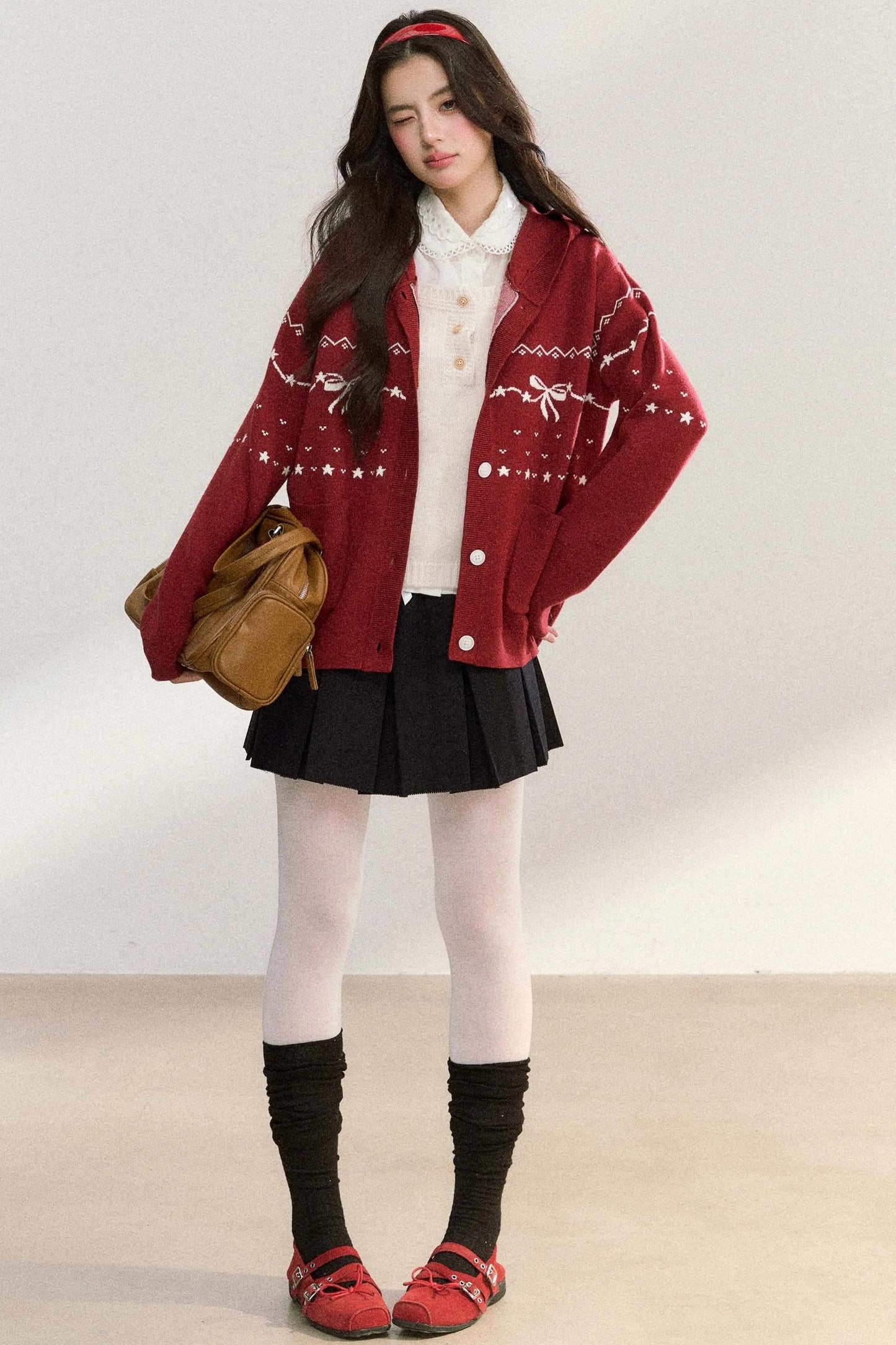 Fair Isle Hooded Knit Jacket