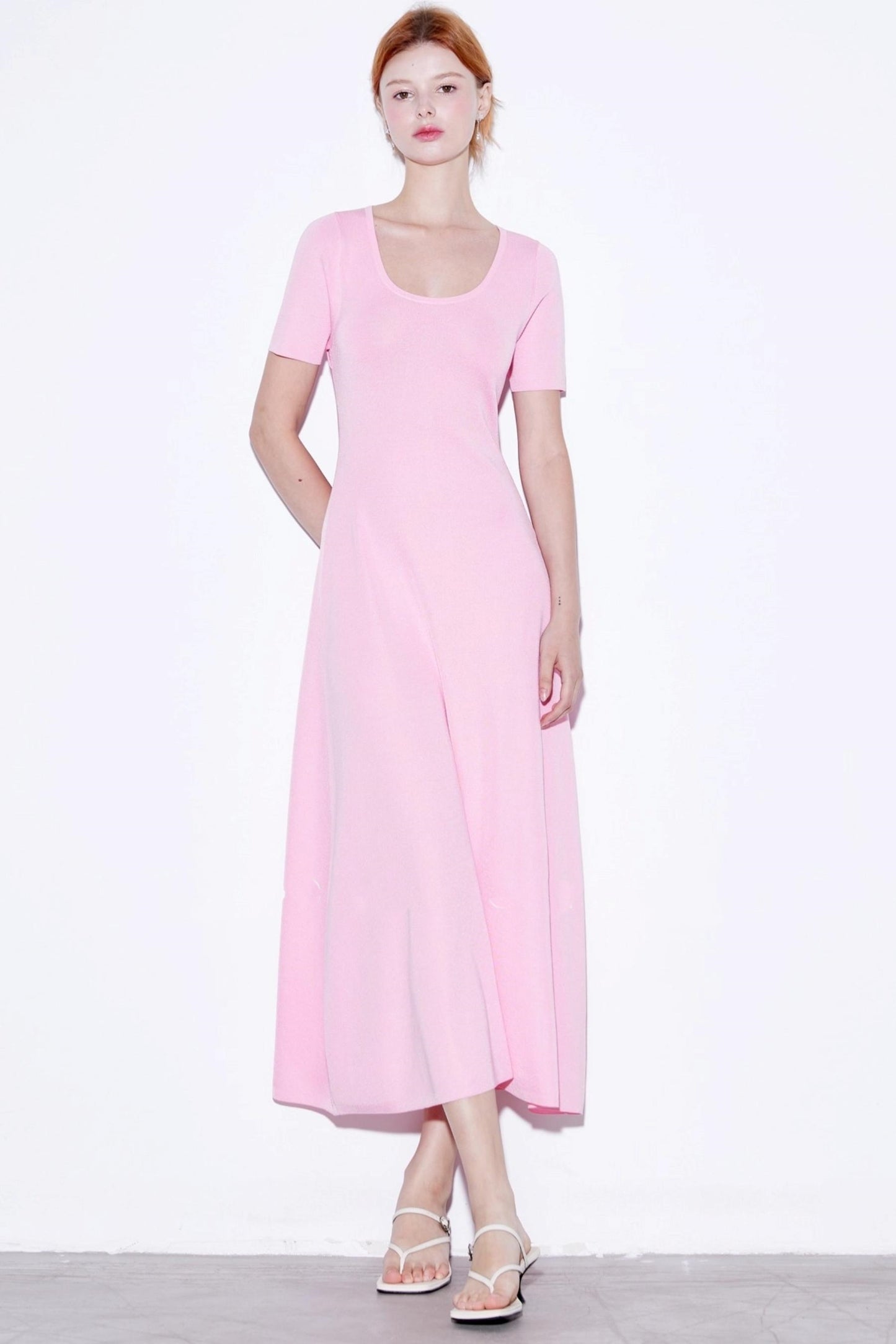 Silk U-neck Knit Dress