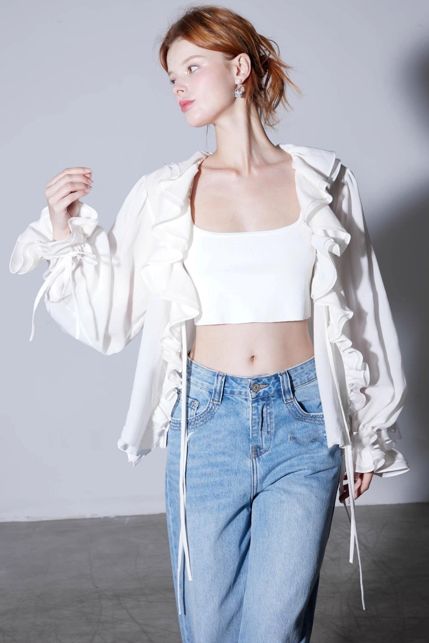 Summer Romantic Ruffled V-Neck Shirt