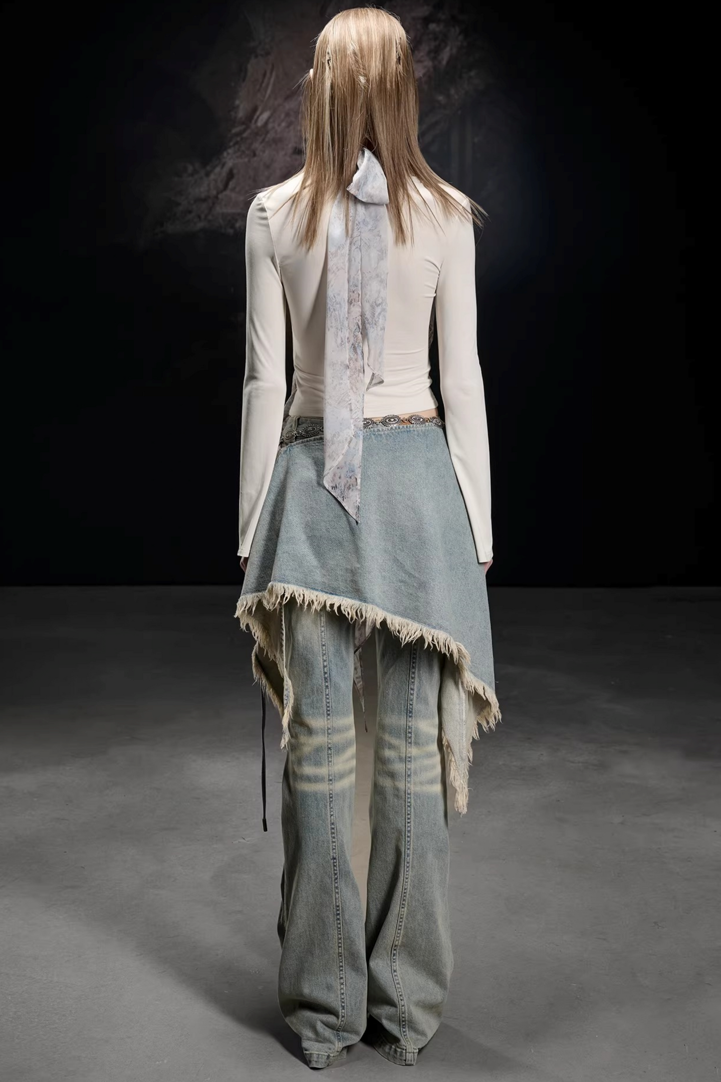 Knitted Chiffon Asymmetrical Top