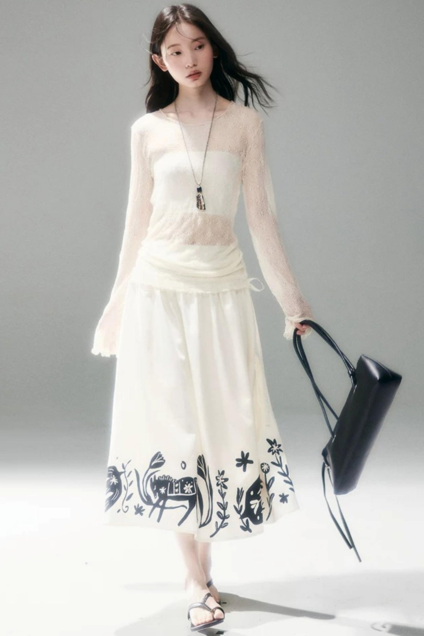 Floral Pony Linen Skirt