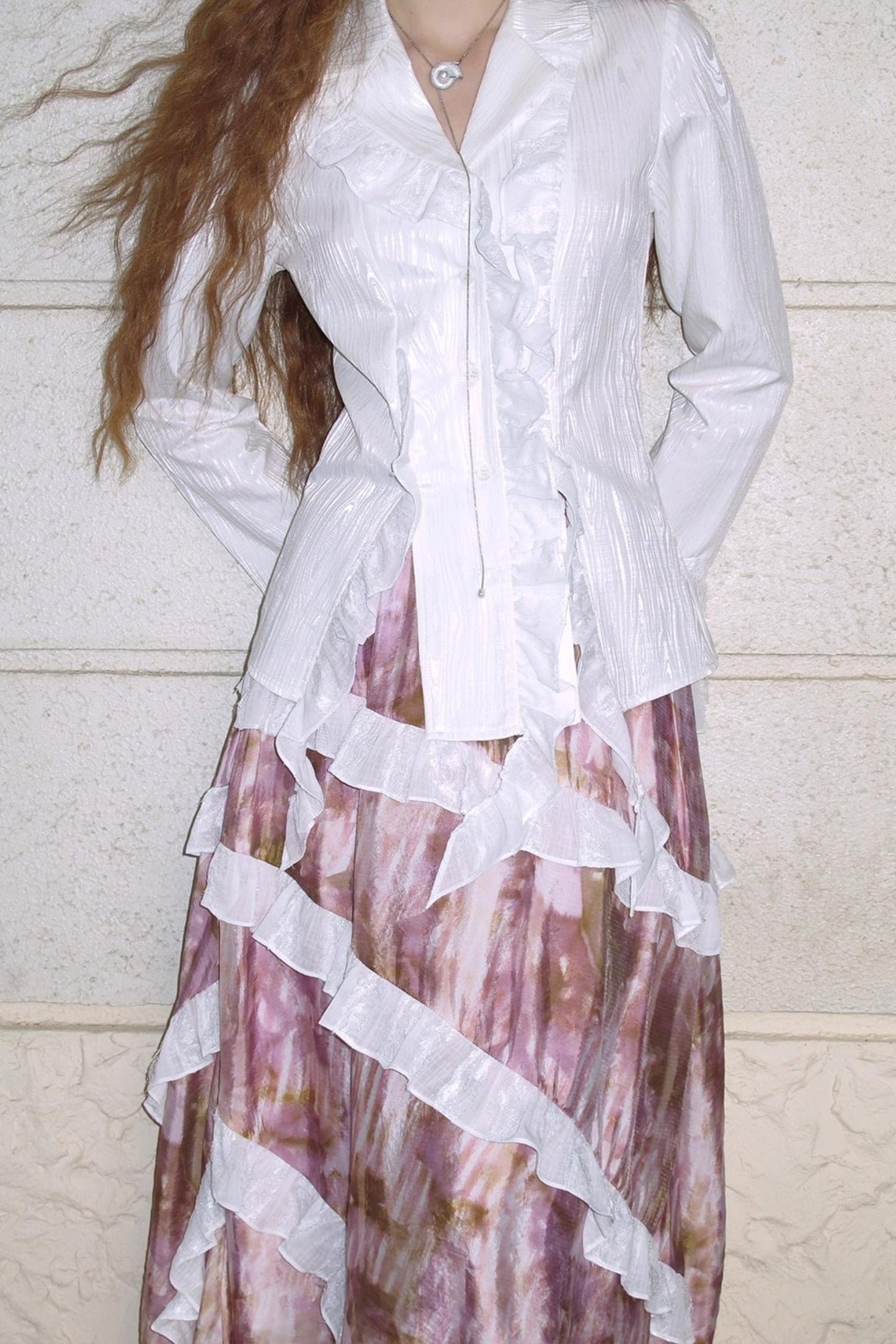 Dark Lace Waist Shirt & Skirt Set-Up