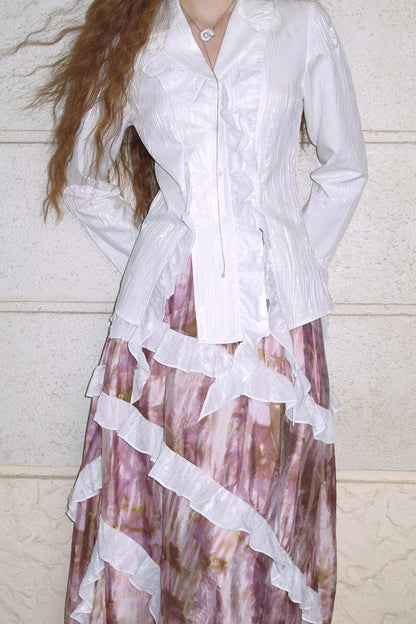 Dark Lace Waist Shirt & Skirt Set-Up