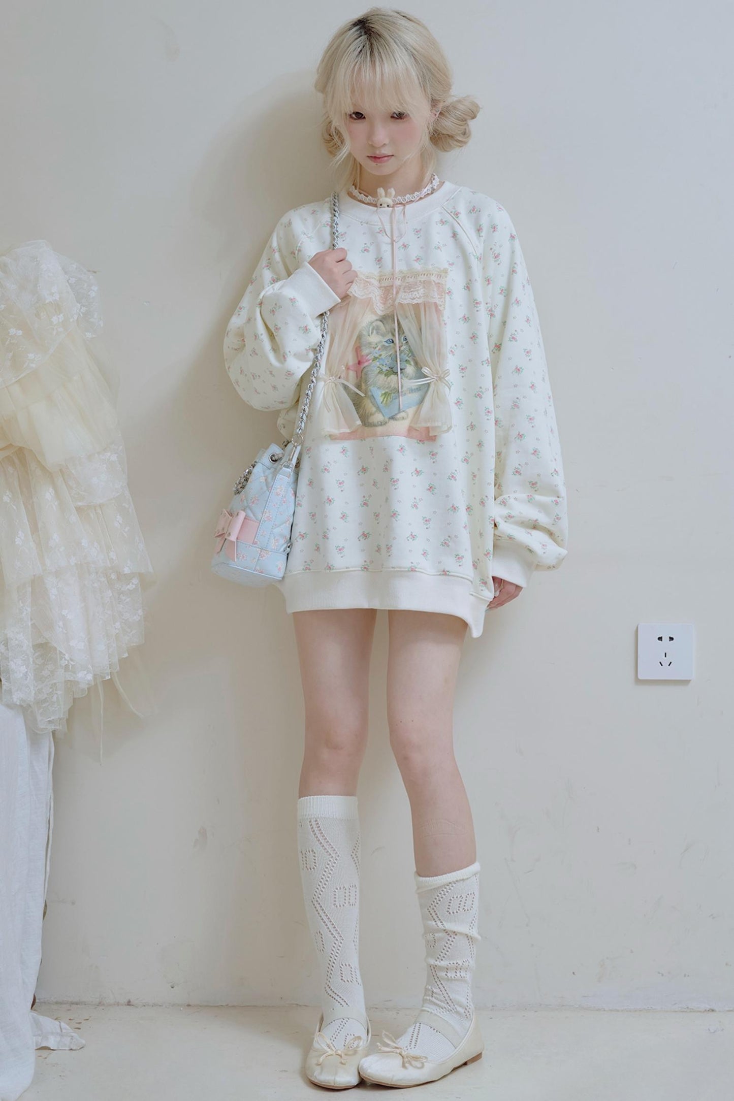 Vintage Kitten Print Top