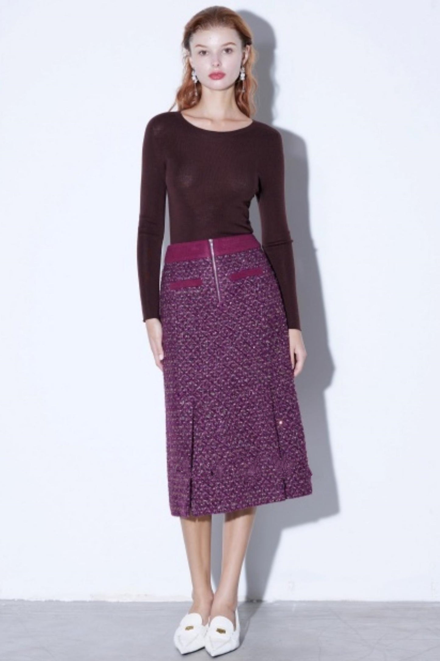 Fine Wool Collarbone Knit Sweater